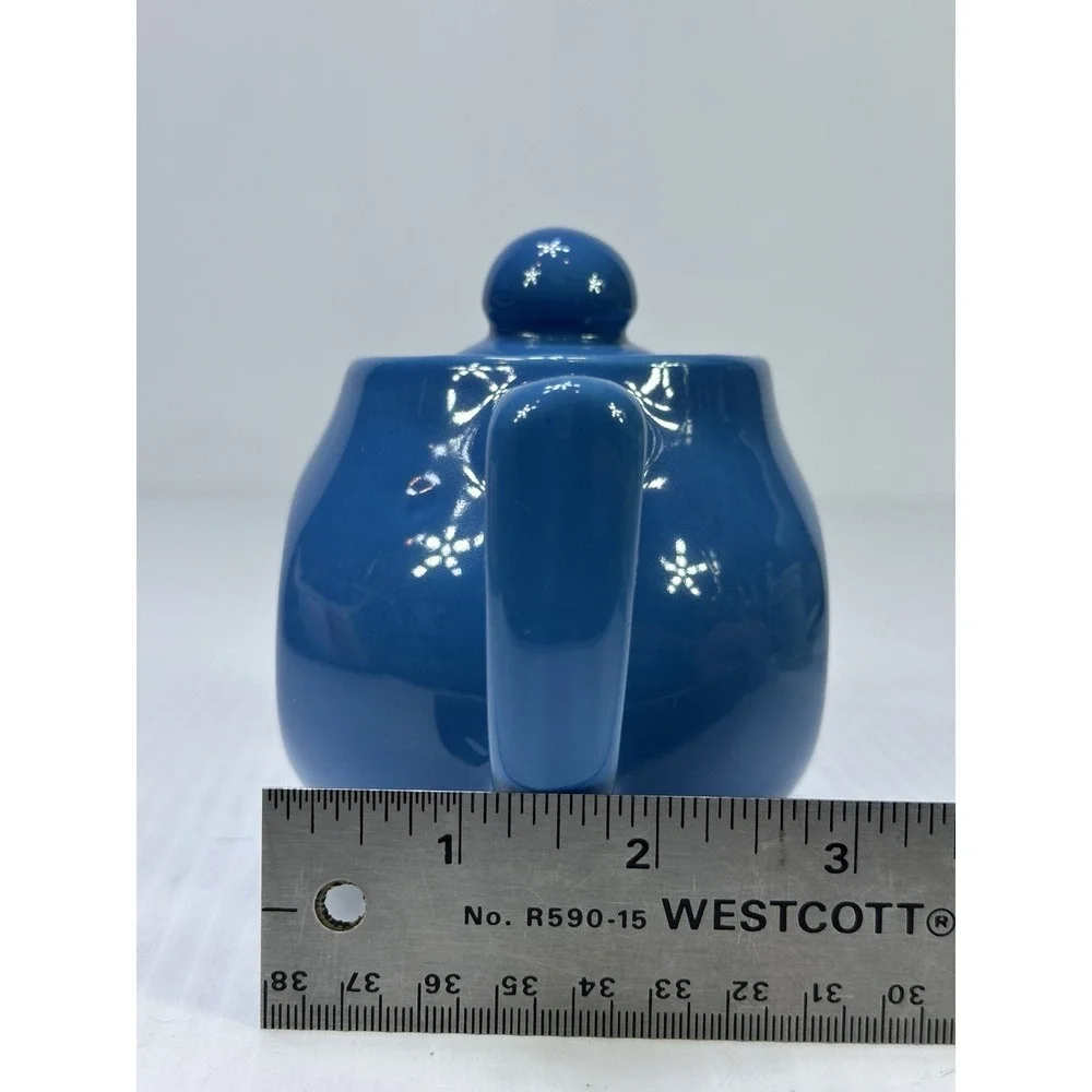 Vintage HF Coors China 161 Chefsware Teapot MCM Blue Inglewood CA USA Small